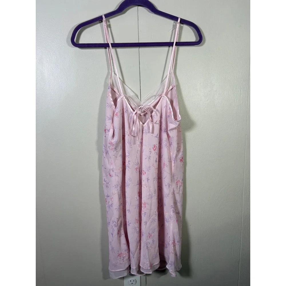 Valerie Stevens Intimates Pink Floral Sheer Set M/L Romance Cottage Fairycore